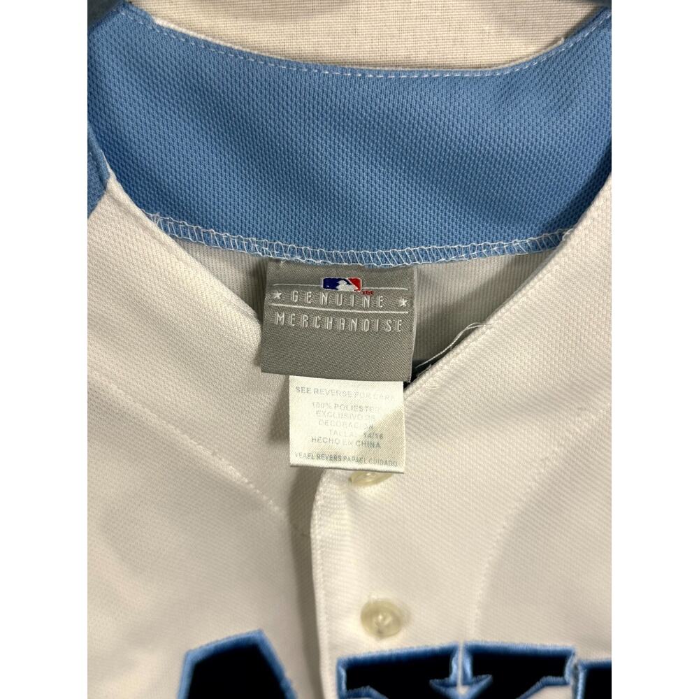 Genuine Merchandise Tampa Bay Rays Evan Longoria #3 Jersey Boys 14/16 White Blue - Picture 4 of 11